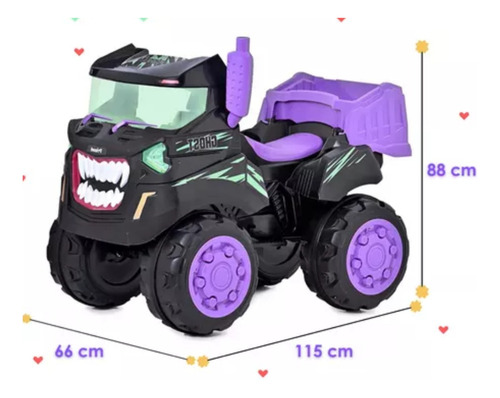 Camión Eléctrico Prinsel Monster Ghost Morado 12v
