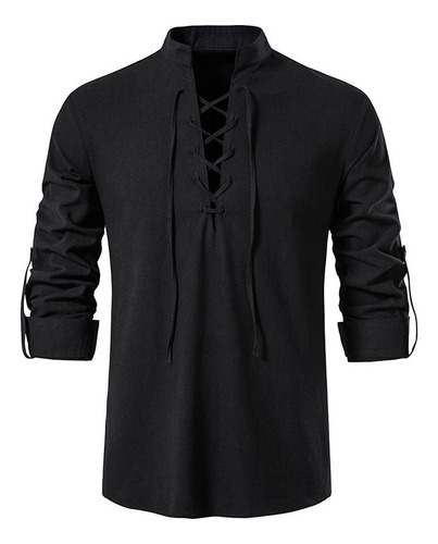 Blusa Para Hombre Medieval Pirata Camisa Vikingo Renacentist