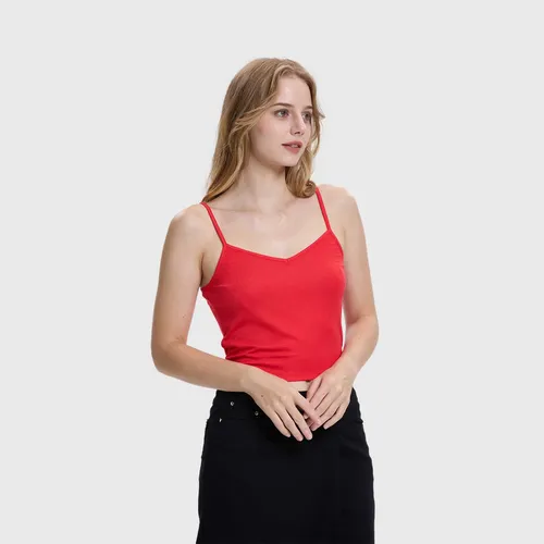 Polera Peto Mujer Pabilo Crop Rojo Fashion's Park