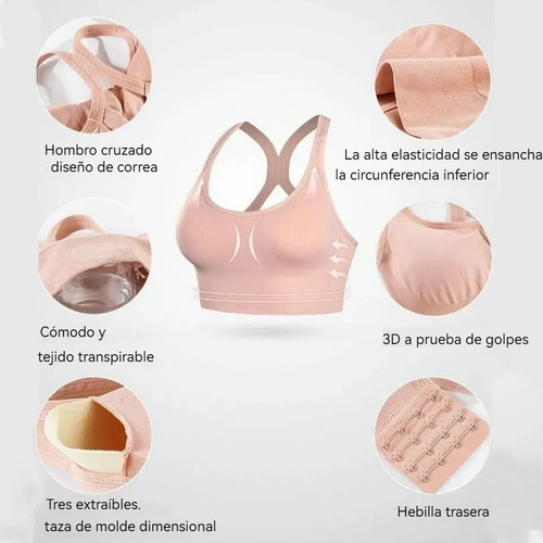 4piezas Crop Top Deportivo Correr Ajustable Push Up Mujer