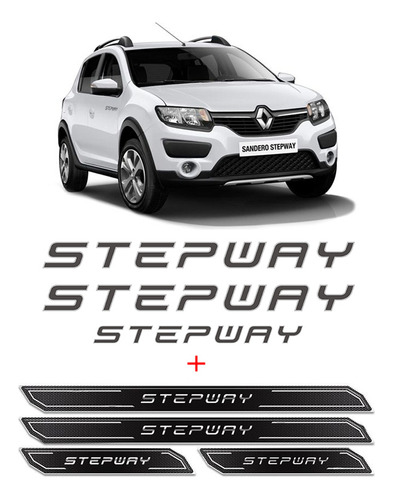 Adesivos Sandero Stepway 2015 Grafite + Soleira Protetora