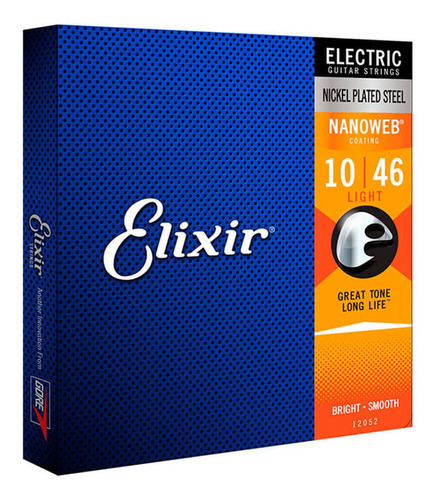 Encordoamento Leve Para Guitarra Elixir 12052 0.10/0.46