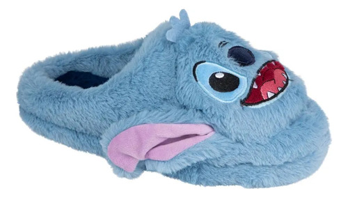 Pantuflas Dama Stitch Suaves Peluche Afelpadas Azul Stda