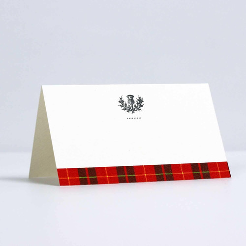 Tarjeta Mesa Tartan Rojo Diseño Cardo Escoz Para Boda Ducha