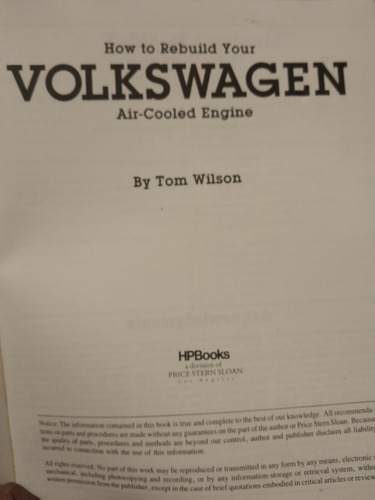 Manual De Taller Para Volkswagen Hpbooks Series Bug, Karman, (Usado)
