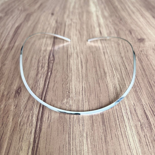 Imagen 3 de 9 de Collar Gargantilla De Plata .925 Ovalada Plana Mujer Agálea