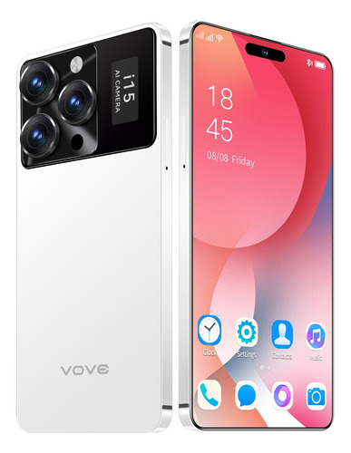 2025 Más Barato Dual Sim Smartphone Vove I15pro Max Ram16+512gb Teléfono Pantalla 6.74''batería 5000mah Ofertas Soporta Red 4g/5g Wifi Android Celular Blanco