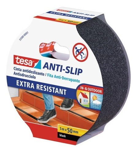 Tesa 55588-00001 Color Negro Cinta Antideslizante 50mmx5m