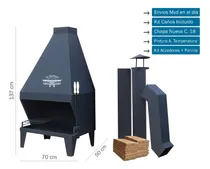 Comprar Estufa Frontal Leña Chapa 70x137cm Kit De Caños +30 Tejuelas