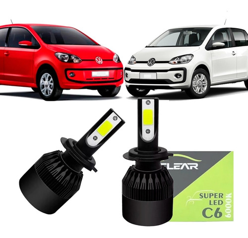 Super Led Branca Farol Alto E Baixo Vw Up 2014 A 2019