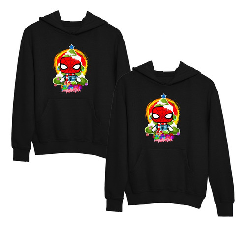 Kit Sudaderas De Parejas Navideñas Spiderman Navidad Hoodie