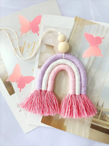 Atrapasueños Macrame Decorativo Arcoiris Multicolor Colgante Color Rosado