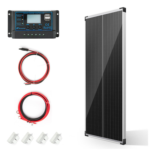 Kit De Panel Solar 100w 12v Monocristalino Para Rv Y Barco