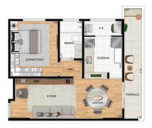 Imagem 11 de 15 de Apartamento, 1 Dorms Com 53.5 M² - Aviação - Praia Grande - Ref.: Ter79 - Ter79