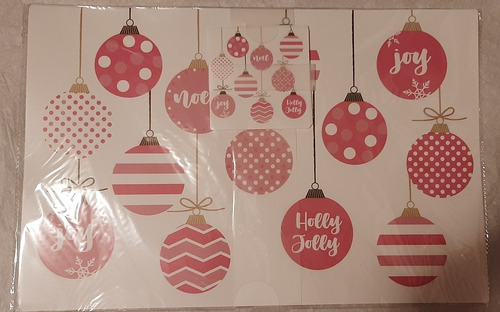 Manteles Individuales Y Portavasos Esferas Rosas Navidad