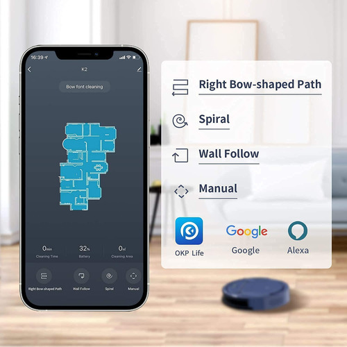 Robot Aspirador, Batería De 1800 Mah, Azul