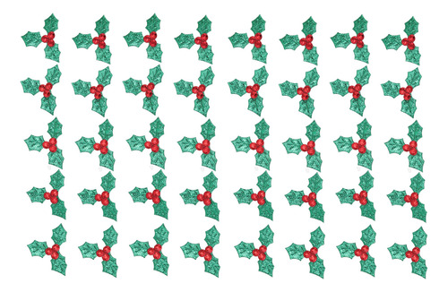 Hojas Y Tallos De Acebo Rojo, 1000 Unidades De Bayas Artific