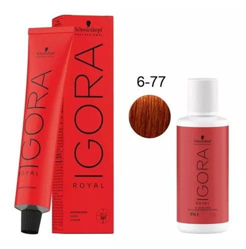 Tinta Igora Royal Schwarzkopf Nr 6.77 + Ox Igora 20 Vol