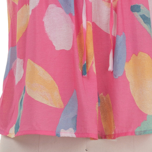 Imagen 5 de 7 de Blusa Vestir Holgada Fresca Estampado Acuarela Primaveral.