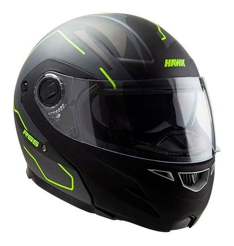 Casco Rebatible Hawk Rs5 Resistance Negro/fluo L