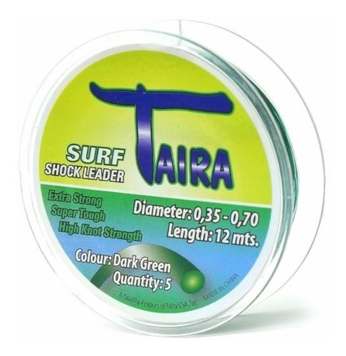 Salidas Taira Surf Shock Leader- Nylon Verde- 5x12 M - 35/70