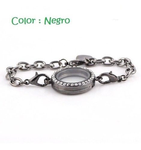 Pulsera Locket Plata Y Brillos Recuerdos Vivientes + 10 Rv