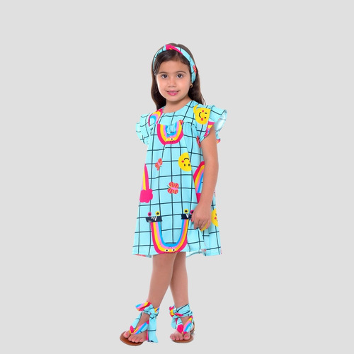 Vestido Infantil Fofo Com Acabamento Fino E Cores Vivas