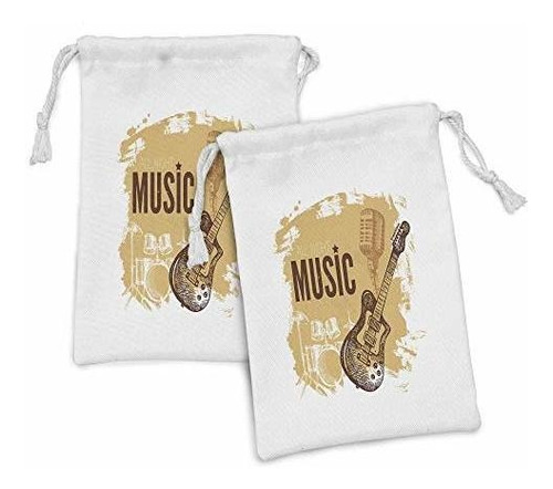 Estuche De Tocador - Ambesonne Rock Music Fabric Pouch Set O