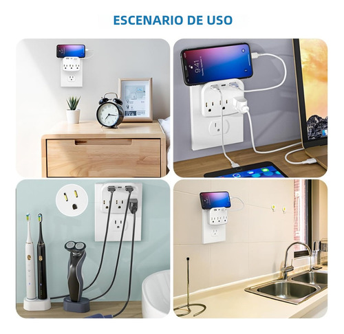 Multicontacto Usb Regleta 2 Puertos De Carga Usb 1 Tipo-c