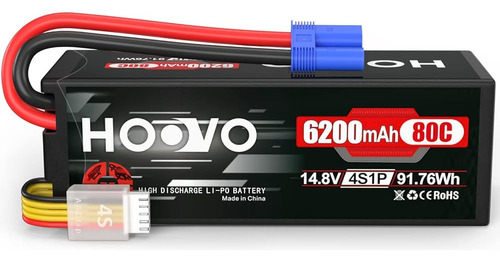 Hoovo 4s 14.8v 80c 6200mah Rc Lipo Battery Estuche Rígido Co