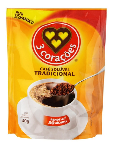 Café Solúvel Granulado Tradicional 3 Corações Refil 50g