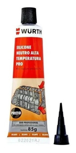 Silicone Neutro De Alta Temperatura Preto 85g W-max Wurth