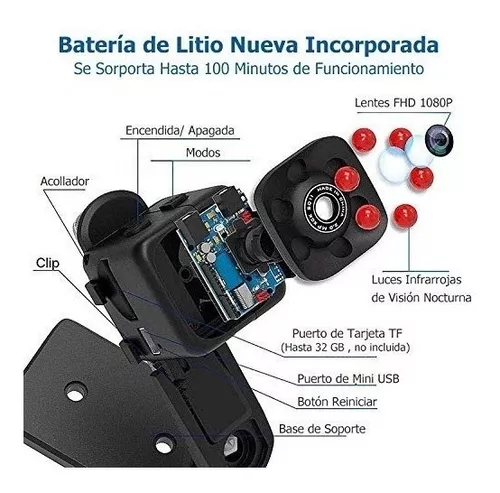 Mini Camara Espia Dvr Bateria inalambrica cctv 24 Horas Sony Hd 1080p  Byteshop.com.mx 