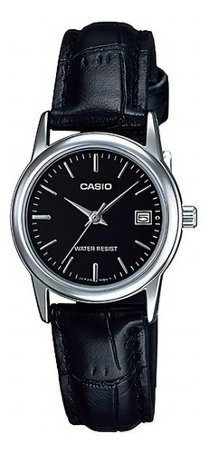 Reloj Mujer Casio Ltp-v002l-1a Origi. Local Barrio Belgrano Color De La Malla Negro Color Del Bisel Plateado Color Del Fondo Negro