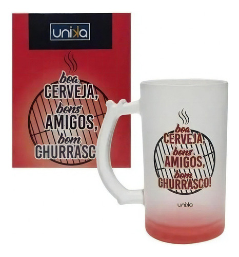 Caneca Chopp Boa Cerveja Bons Amigos Bom Churrasco 450 Ml Cor Incolor