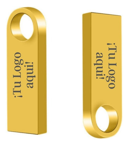 Pendrive De Metal Dorado 32gb Con Logo - Material Pop