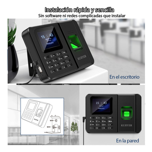 Reloj Checador Huella Biométrico Digital Kuiiyer Soporte Para 12 Idiomas Y Voz Aisoporte Para El Reconocimiento De Huellas Dactilares Reconocimiento De Pin Soporte Para Exportar Datos Por Usb