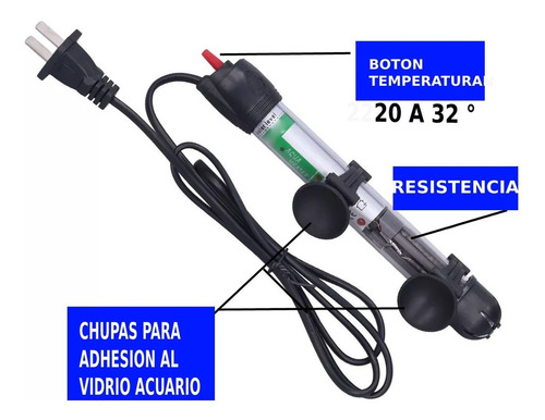 Termostato Calefactor Agua Automático 100wats Acuario Pecera