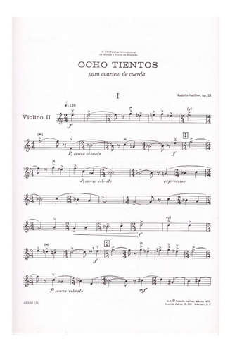 R. Halffter: Ocho Tientos Para Cuarteto De Cuerda (partes).