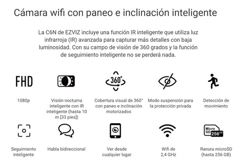 Imagen 2 de 10 de Camara Seguridad Ip Wifi Ezviz C6n 1080p Audio Motorizada