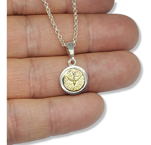 Imagen 2 de 8 de Dije Plata Y Oro Espiritu Santo Chico 12mm