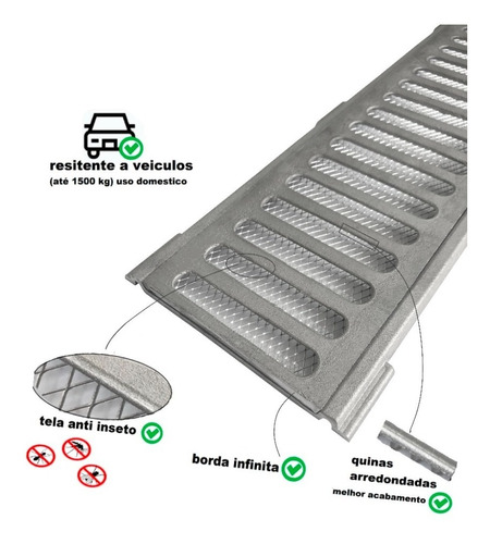 Kit 13 Ralo Grelha Alumínio Fundido 15x100 Tela Anti Inseto