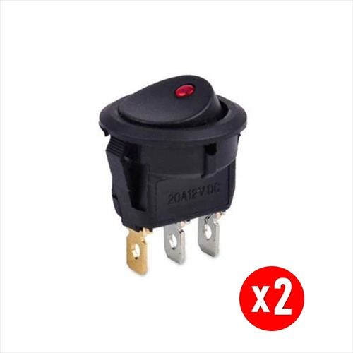 2 X Switch Interruptor Tipo Rocker On/off 21mm, 12v Dc, 20a