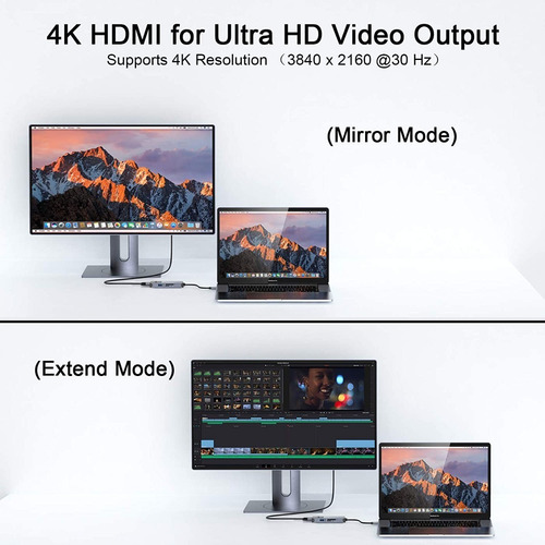 Imagen 3 de 9 de Adaptador Usb-c - 3 Port Usb + Hdmi + Sd + Msd + Pd - Pc/mac