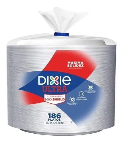 186 Platos Desechables Dixie De Carton De 25.5 Cm