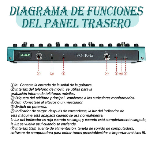 Efecto De Guitarra Tank G Tank B Profesional Y Portátil Azul Acero