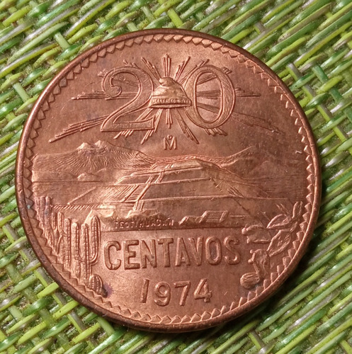 Moneda 20 Centavos Cobre 1974 Sin Circular Brillo Original 