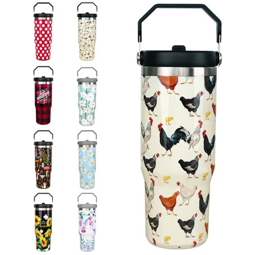 Exacmos 30oz Tumbler De Pollo Con Manija Y Paja, Zt1cq