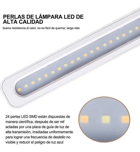 Imagen 4 de 9 de Lámpara Led De Lectura Para Escritorio, Recargable Usb