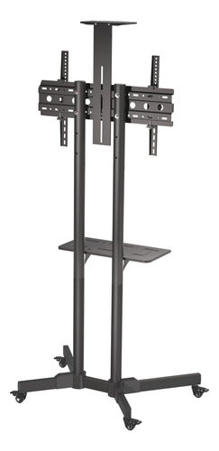 Suporte Pedestal Tv Até 70'' Para Piso De Chão Com Rodinhas Cor Preto